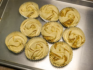 Risen dough ready to go into the oven